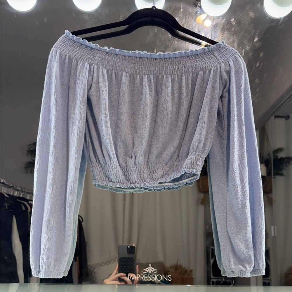 H&M Divided Light Blue Off-Shoulder crop top Blouse